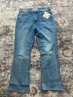 MOTHER The Hustler Ankle Fray Jeans in Crashing Hard - Size 32